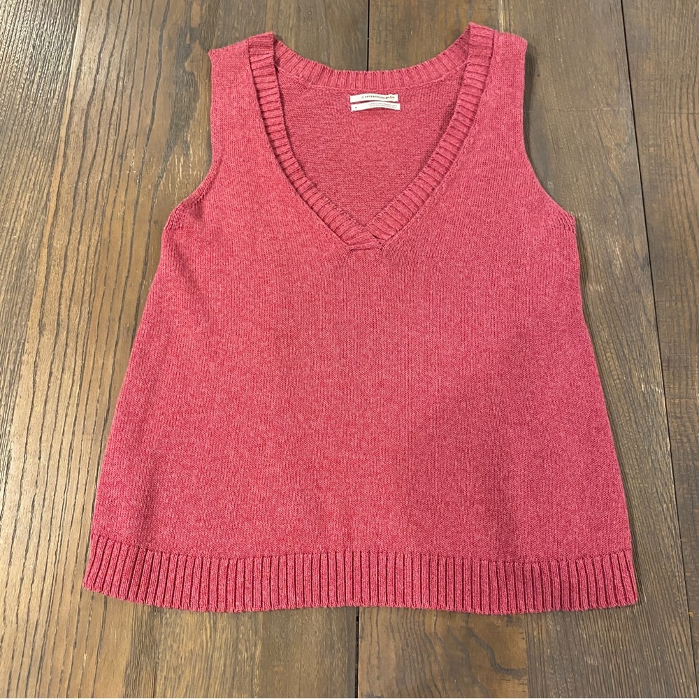 Like new Anthropologie Pink Knit V Neck Sweater Vest Size M